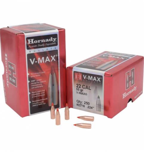 Hornady V-MAX 22/.224" 55gr (Box of 250)