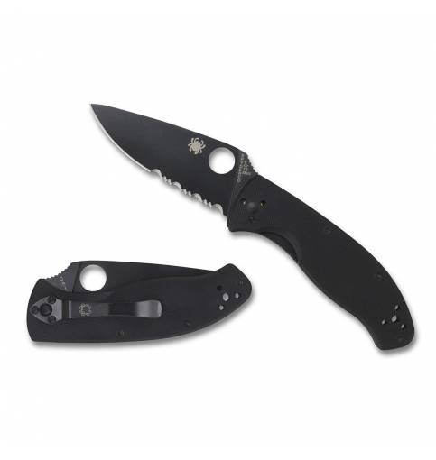 Spyderco Tenacious CombinationEdge Black G-10 3.39" Black Blade