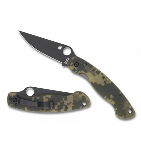 Spyderco Military Plain Edge Camo G-10 4" Black Blade