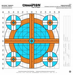 Champion  Re-Stick 100 Yd Rifle Sight-in Target, 16x16", Card - 25 Sheet