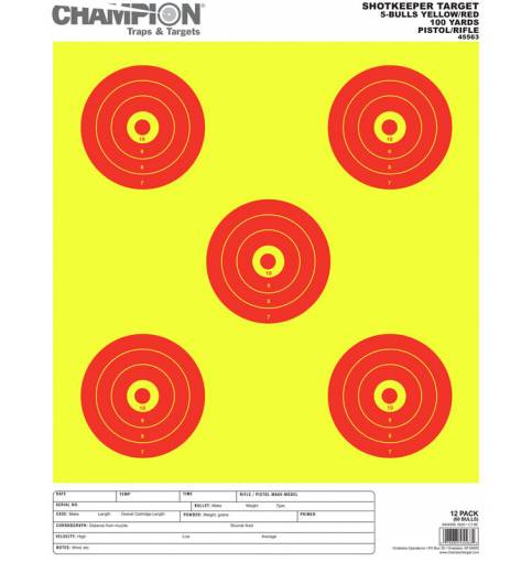 Champion  Shotkeeper, 5 Bulls Bright Yellow/Red Large 12 PK, Card