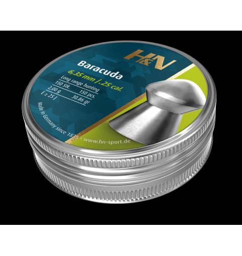 H&N Baracuda .25 6.35mm Pellets, Tin of 150