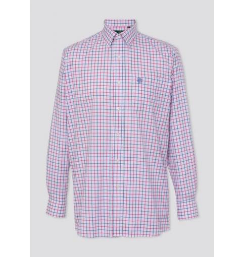 Alan Paine Ilkley Mens Country Check Blue/Pink Shirt Shooting Fit