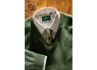 Alan Paine Streetly Lambswool V Neck Jumper Seaweed