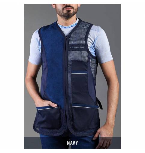 CASTELLANI RIO PRO Alcantara Shooting Vest with Recoil Pad - Navy